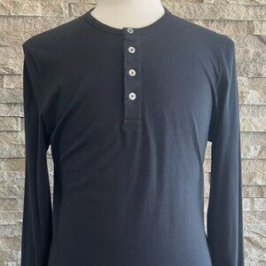 TOM FORD Size 52 Men's Solid Black Henley Pullover Shirt-ITALY